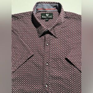 Butter Cloth Men’s Size 2XL Red Black Geometric Button Up Shirt Stretch Casual